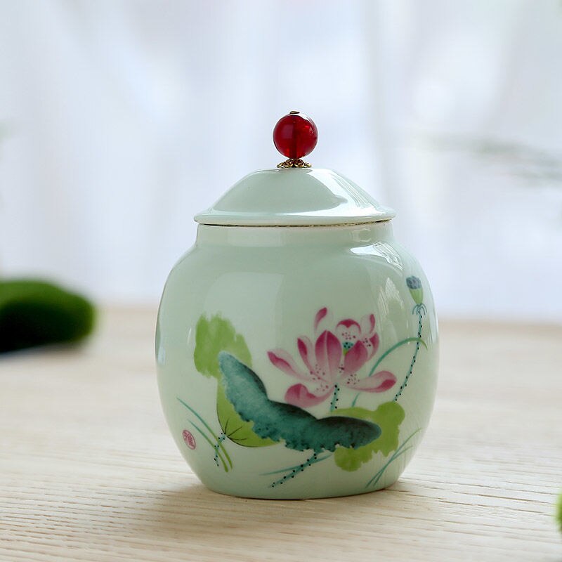 Recipiente de chá portátil de porcelana, tanque selado para cozinha, recipiente de cerâmica para armazenar alimentos, 8 cores para latas de açúcar caixa de caixa: qingciheyun