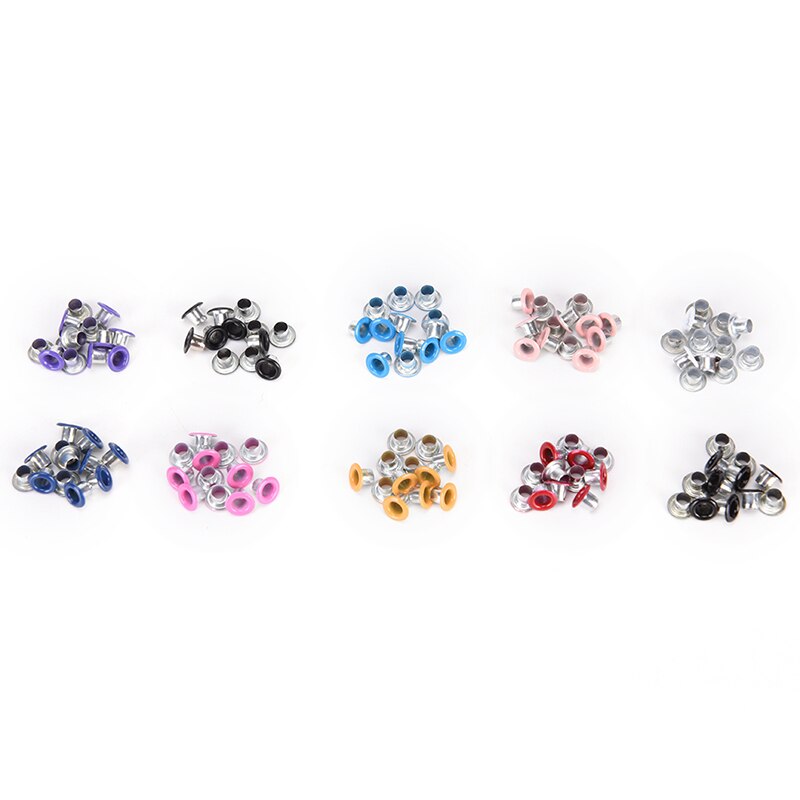 Œillets métalliques de 3mm de couleurs mélangées aléatoires, 100 pièces/lot, bricolage, embellissement de vêtements, œillets pour Scrapbooking