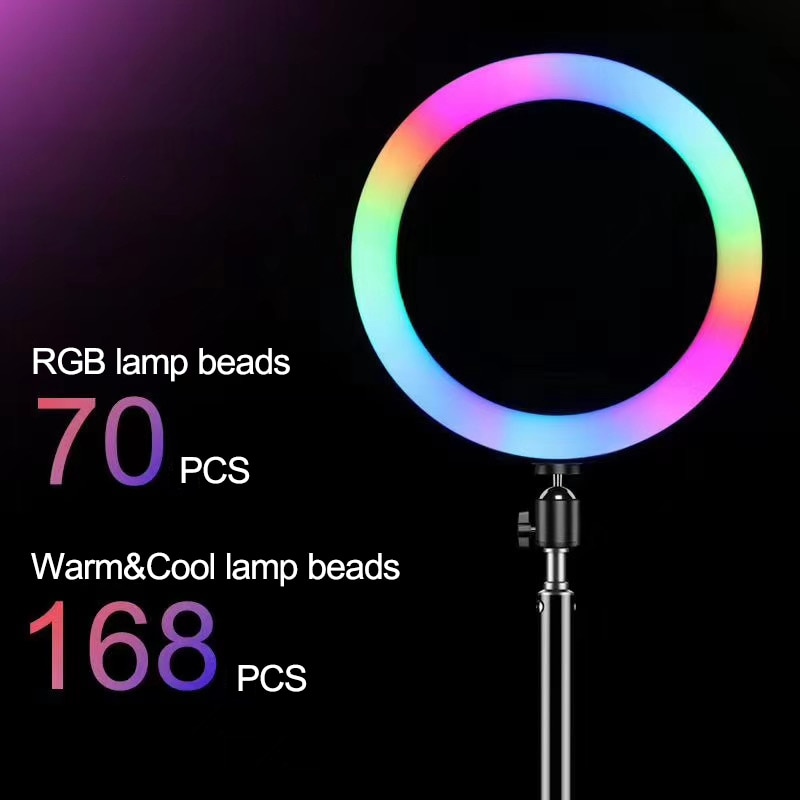 360 ° 8/10in rgb ring full color led selfie invullicht telefoon videolamp statief camera telefoon fotografie video make-up lamp