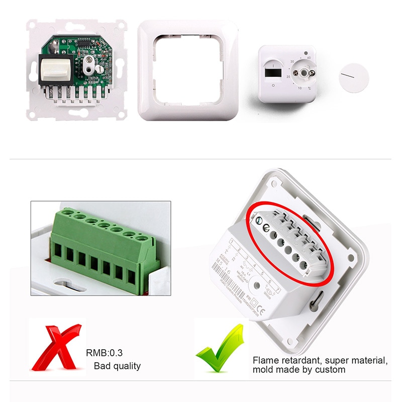 Floor Heating Electric Wall Thermostat Manual Warm Floor Heating Wire Warmth Regulator Temperature Controller Instrument Sensor