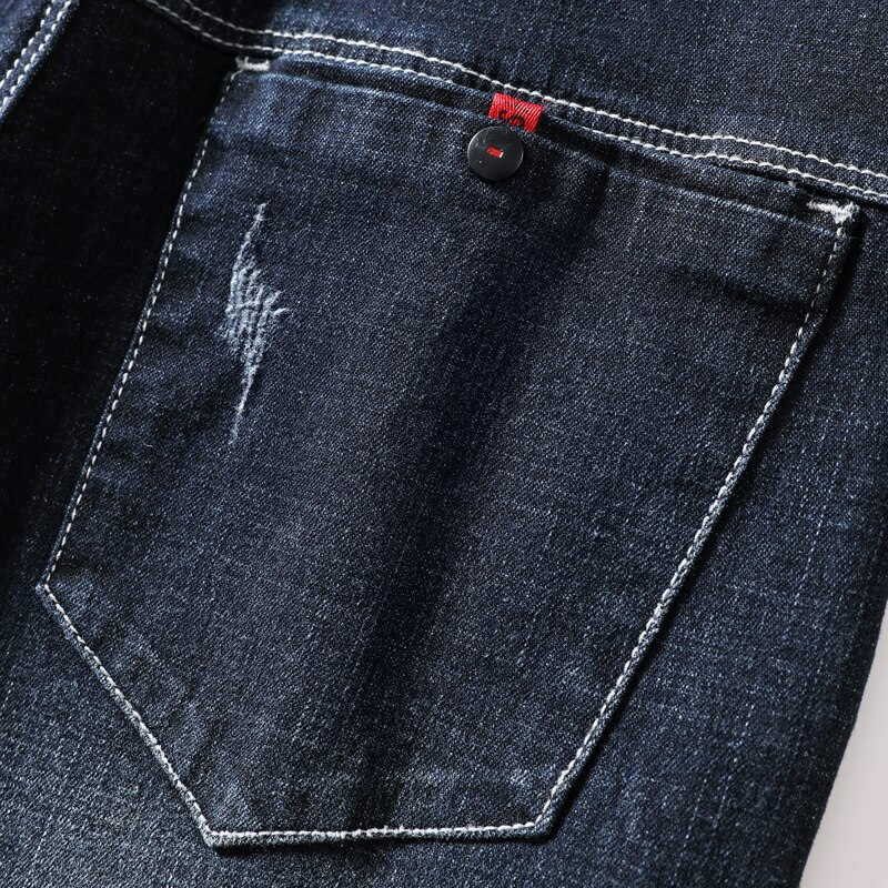 Markowe dżinsy dla mężczyzn jesienno-zimowa regularne proste długie spodnie Casual Fashion Mid czarne dżinsy Hommes Jeans Man Big Size 36 38