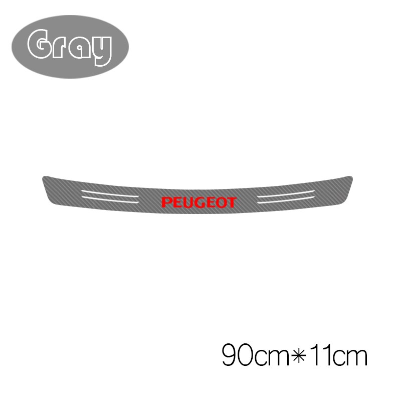 1 pièces Auto style Protection pare-chocs arrière en Fiber de carbone autocollant pour Peugeot 307 peugeot 206 308 207 406 407 408 accessoires: 90CM x 11CM gray