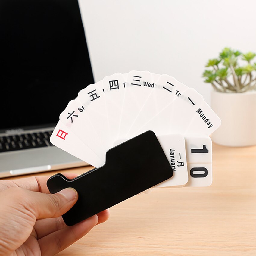 Turntable Table Calendars DIY Perpetual Calendar, Office Desktop Schedule Calendar Planner Art Decoration Ornament: Black