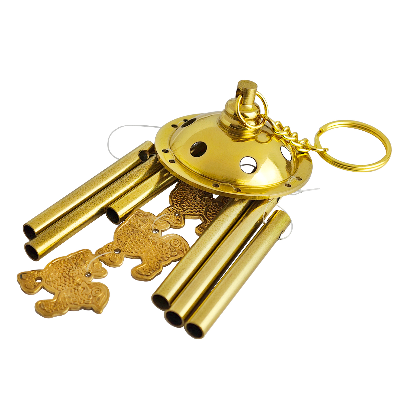 Feng Shui Brass Wind Chimes Chi Lin Kei Loon Qi Lin Lucky Porch Decor Protecting Home Courtyard Decoration
