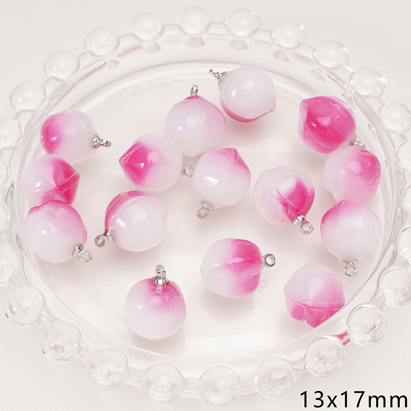 Abalorios de cristal de melocotón y fresa, colgante de fruta de imitación para pulseras Diy, llavero, collar, manualidades, materiales para hacer joyas, 2-5 uds.: orange
