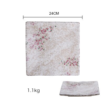 Japanska zakka stil keramiska servis tallrikar små rosa blommor tryckt under glaserade kinesiska porslin middag tallrik porslin: D