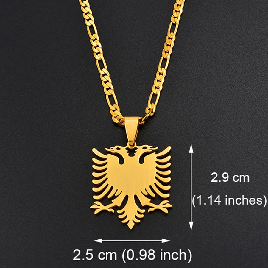 Anniyo Albanien Adler Anhänger Halsketten Gold Farbe &Ampere; Silber Edelstahl Schmuck Ethnische für Frauen Männer #068921