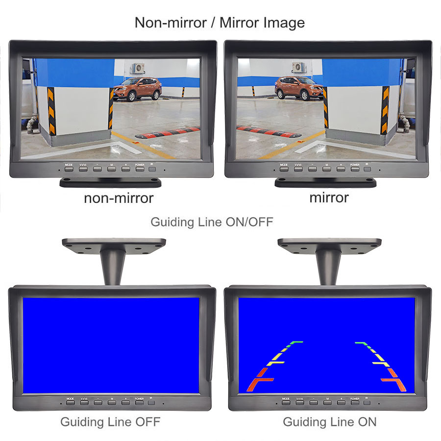 DIYKIT 10.1inch AHD CVBS IPS LCD HD Monitor Rear View Car Monitor Support 1080P AHD CVBS Car Camera 4PIN Video Input