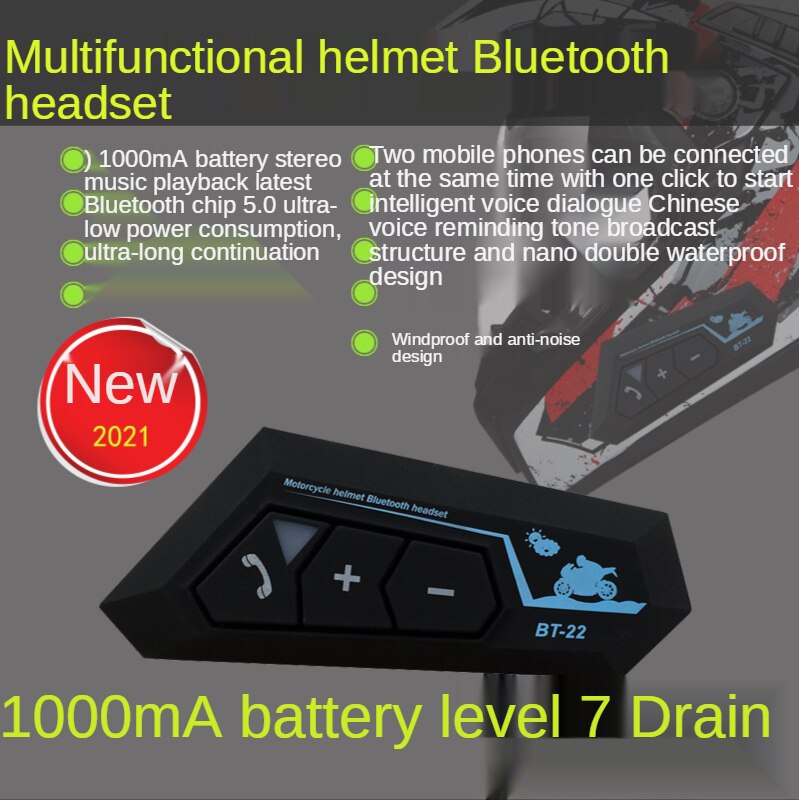 Helm Bluetooth Headset Motorfiets Bluetooth Muziek Headset Bluetooth 5.0 Oplossing