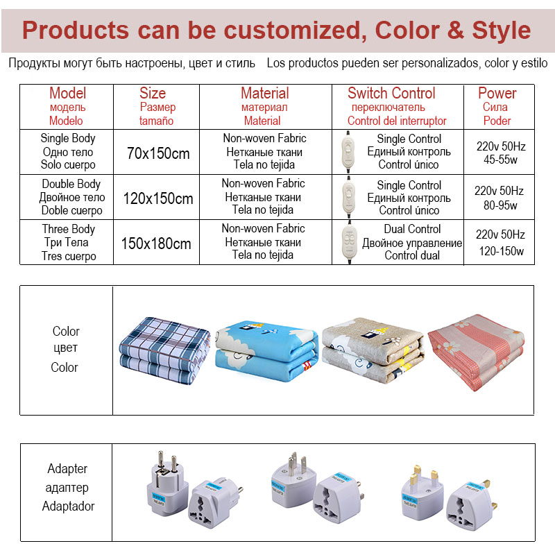 Manta eléctrica de felpa más gruesa, manta eléctrica con termostato de 220v, calentador eléctrico de doble cuerpo