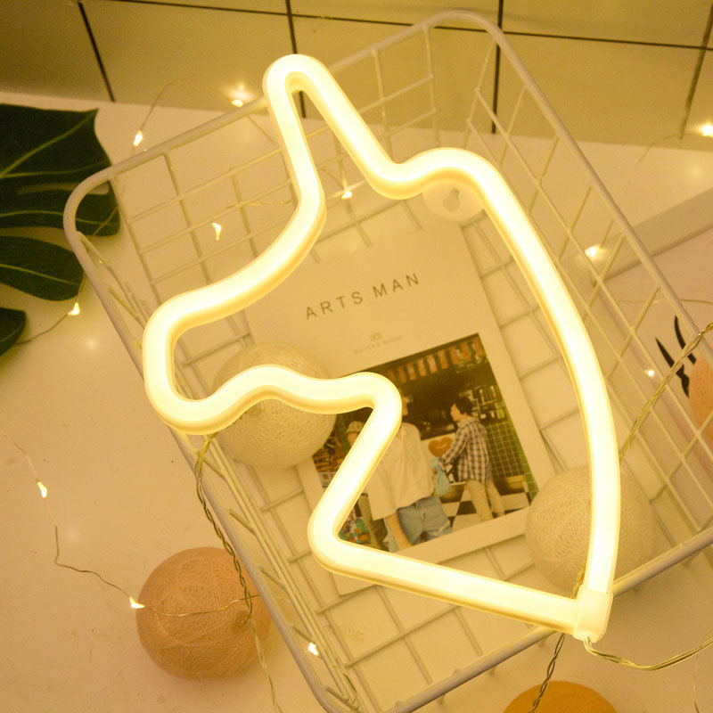 Led neon lys skilt rør dekorationer julefest bryllup dekorationer væg børneværelse hjem gult wienerbrød display: Enhjørning