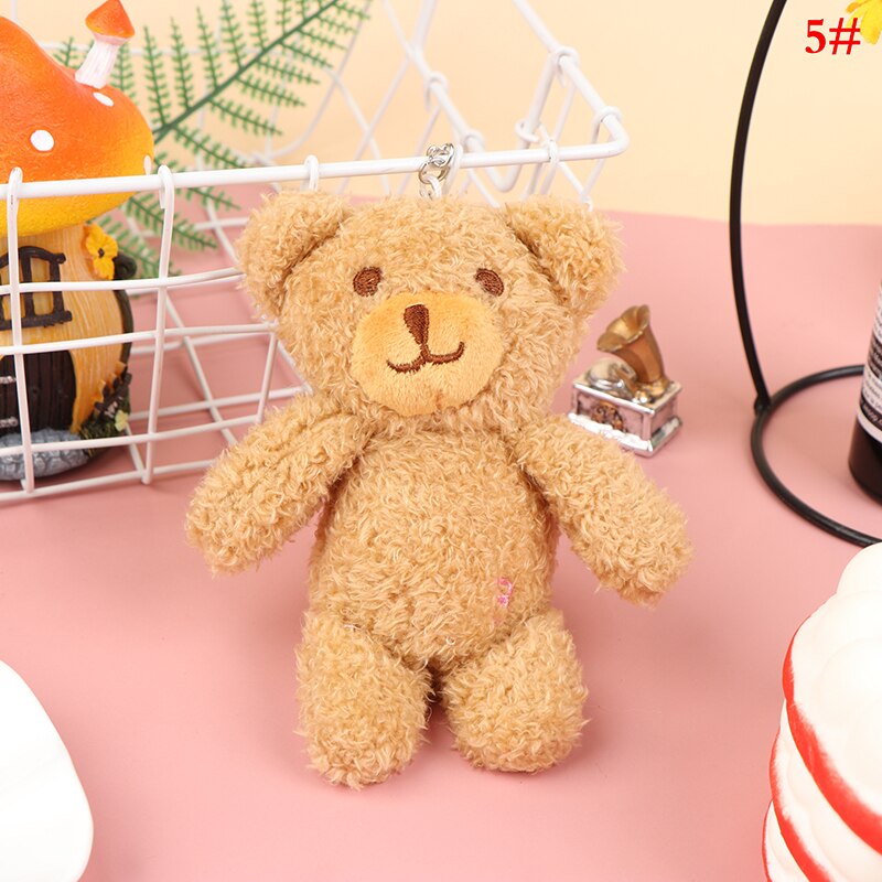 Novo 1 pçs bonito 12cm coelho urso pelúcia brinquedo coelho urso boneca chaveiro pingente ornamentos: E