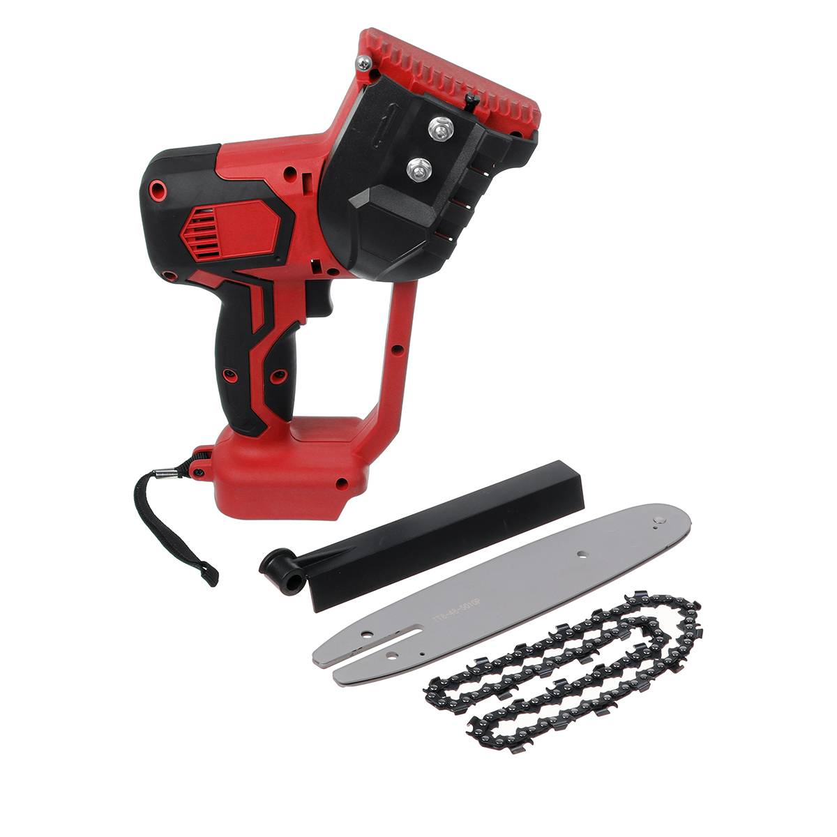 8 Inch Electric Chain Saw Portable Cordless Chainsaw Woodworking Chain Saw Power Tool: Red