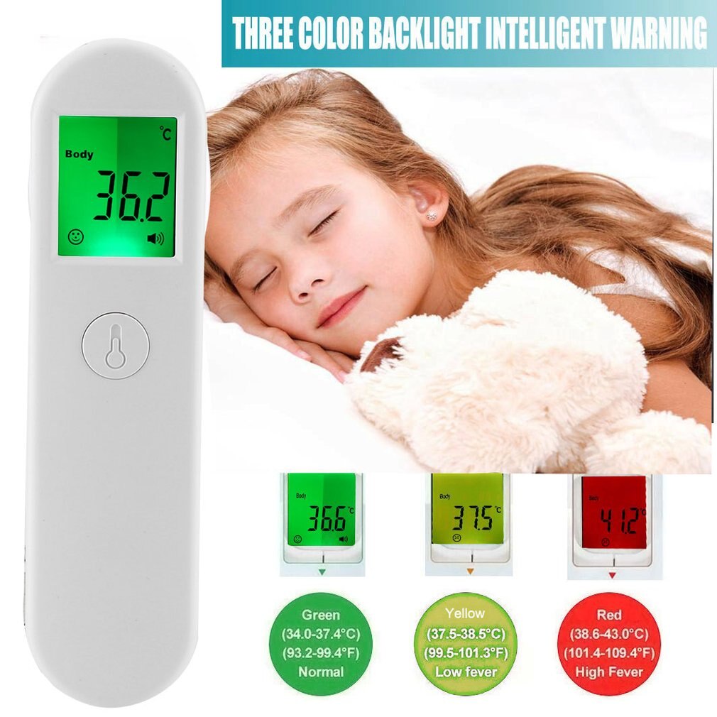 Outad handheld digital testa termômetro infravermelho sem contato medição de temperatura com luz de fundo de cor para crianças adultos