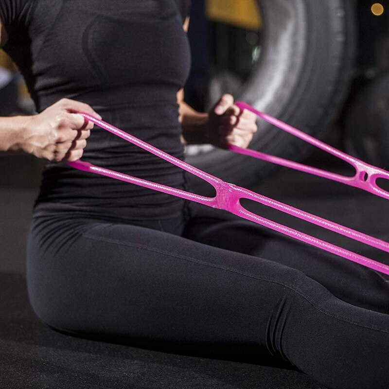 7 Ring Stretch Exercise Band,Resistance Bands,Yoga Stretching Arm Shoulders Foot,Fitness Home Gym,Pink