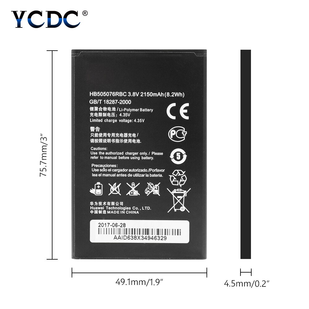 Ycdc suurikapasiteettinen litiumioni-litium-korvaava  hb505076 rbc-akku huawei  y3 ii lua -l21 lua -u22 lua -a22 lua -u02 lua -l02: Default Title