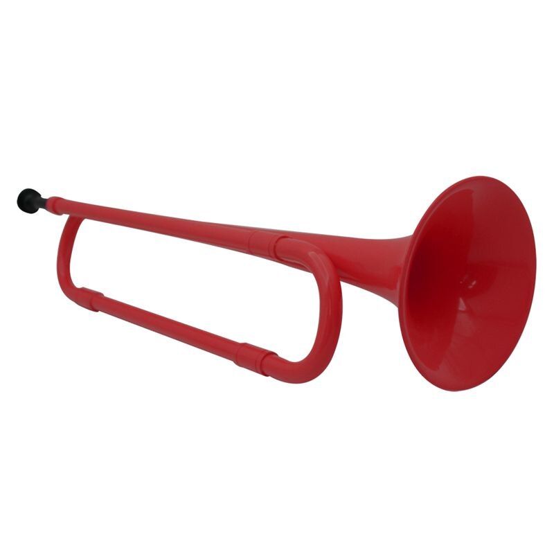 B Flat Bugle Cavalry Trumpet Plastic with Mouthpiece for Band School Student Red color