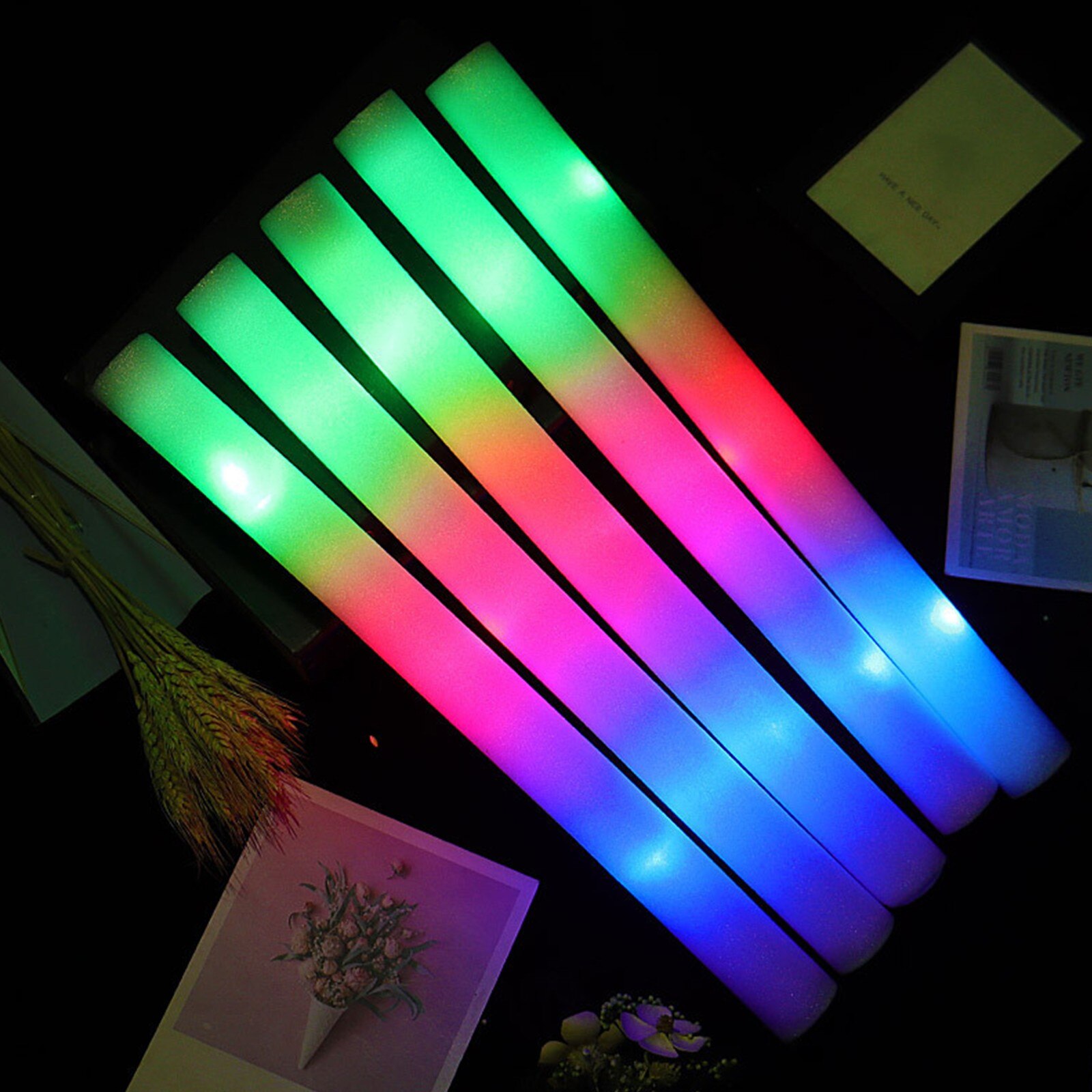Bâtons lumineux colorés pour mariage et anniversaire, fournitures de fête à 3 piles sans Logo, 10 pièces