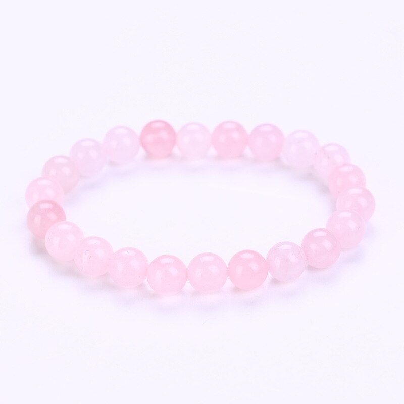 Natuurlijke Transfer Luck Purple Amethisten Bead Armband Chakra Yoga Vulkanische Steen 8mm Ronde Stenen Kralen Armbanden Voor Vrouwen: Rose Quartz