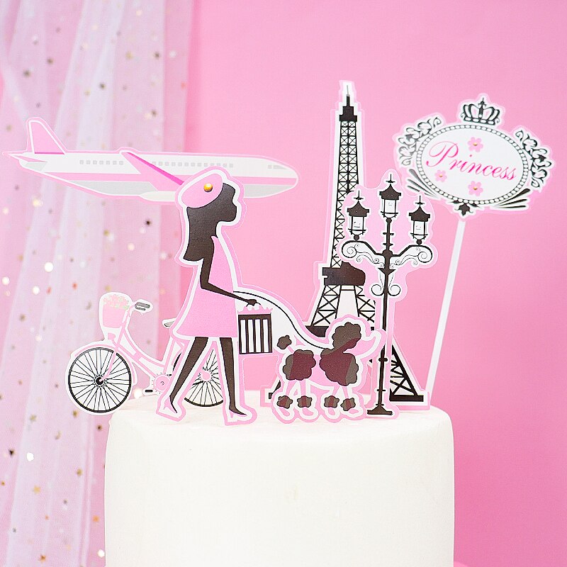 6pcs/set Modern Lady Birthday Cake Topper Women's Theme Cake Decor Toppers High Heel Bag Sunglasses Perfume Cake Toppers