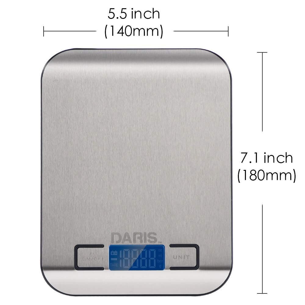 Digitaalinen keittiövaaka 10kg paino monitoimivaaka mittaa ruoanlaitto leivonta 1g/0.1oz tarkka asteikko ruostumaton teräs: Default Title
