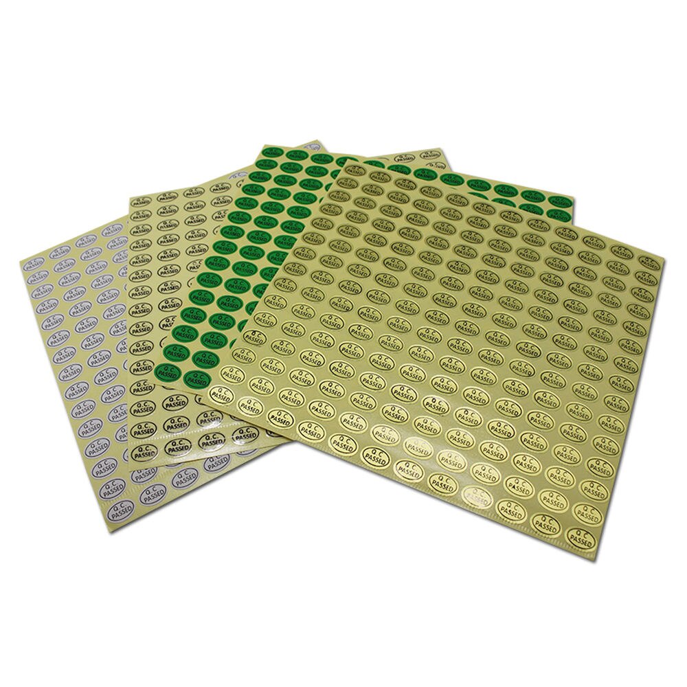 9900pcs/lot Ellipse QC Check Stickers Retail Green / Clear / White / Gold QC PASSED Qualified Adhesive Label Stickers