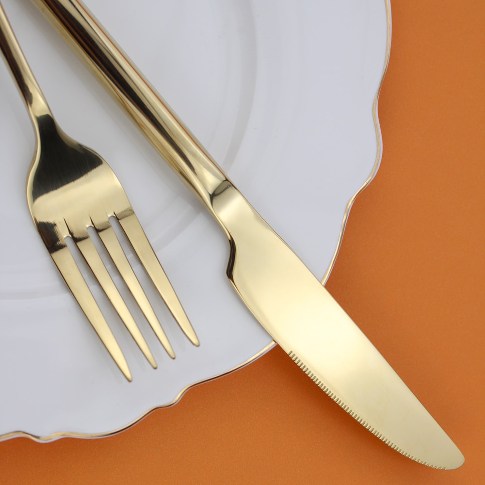 Lucf tykt rustfritt stål sjenerøst bestikksett speilpolert vestlig luksus servisesett bestikk til husholderske restaurant