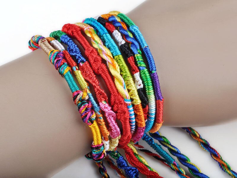 Lote de 50 Uds de joyería trenzada para pulseras hechas a mano, con cuerdas de amistad, brazalete con bolitas para la cabeza, ,