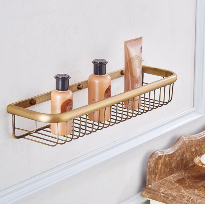 45CM Wall Mounted Antique/Black/Gold/Rose Gold/Chrome Bathroom Soap Basket Brass Bath Shower Shelf Soap Basket Holder: Light Grey