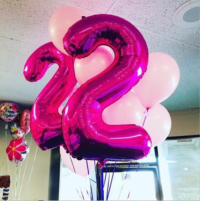 2pcs 40inch Rose Gold Number 22 Air Helium Balloons Anniversary Adult Birthday Party Decoration kids Digit Balon Supplies