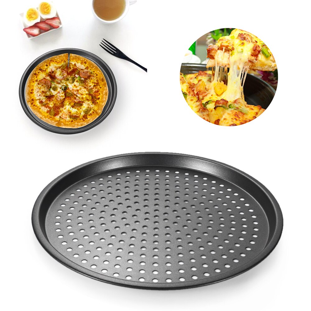 1 st 28 cm Carbon Staal Anti-aanbak Pizza Bakken Pan Tray Plaat Gerechten Houder Bakvormen Thuis Keuken Accessoires