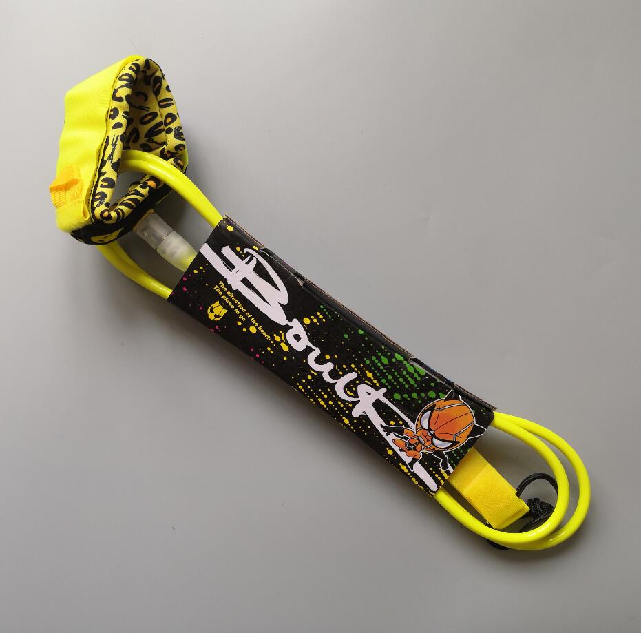 8 ft surf rope outdoor water ski surfboard foot rope TPU outdoor water sports straight rope foot leash rope: Yellow