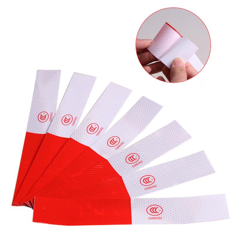 10Pcs car Reflective sticker Safety Warning Sign Reflective Conspicuity Adhesive Sticker 30 x 4.5cm car stickers Red+White