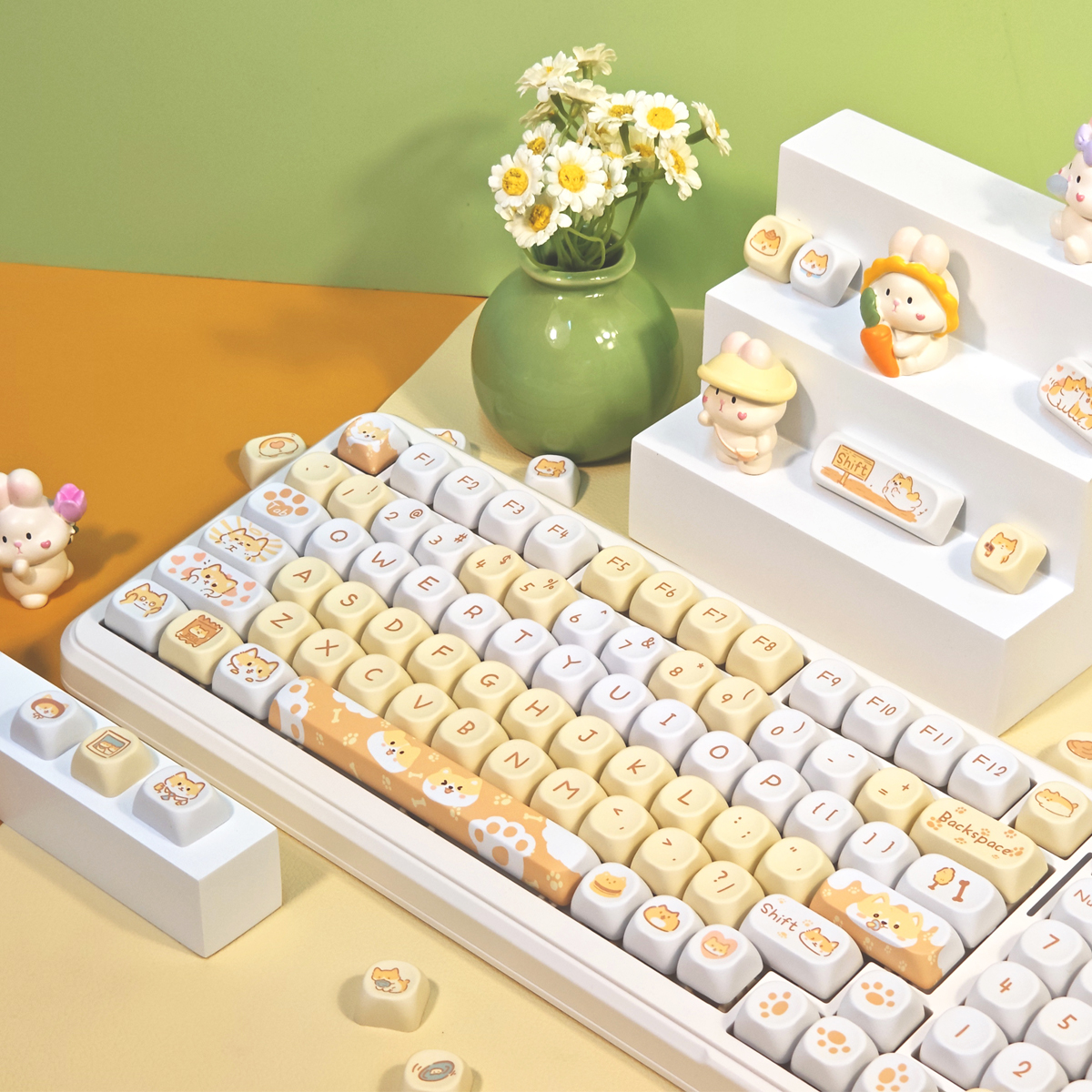 95 Keys artoon Cute Puppy Cat Kitty Keycaps GMK PBT Keycap MOA Profile Dye Sublimation For DIY Mechanical Keyboard Girls