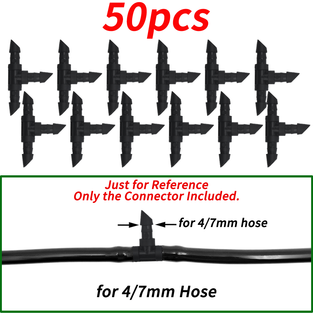 Garden Water Connector Drip Irrigation for 1/4'' & 1/8'' Tubing Hose Accessories Joint Barbed Tees Cross Eng Plug Adaptors: Brown