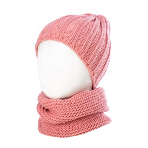 Dejlige baby børn dreng pige garn strikket vinter varm beanie cap hat tørklæde sæt: Lyserød