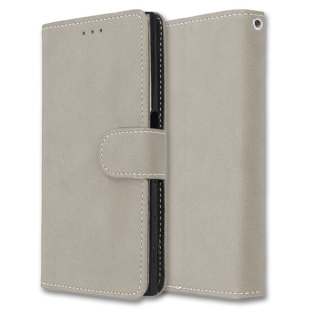 Fundas abatibles de cuero para Sony XZ, Fundas para Sony Xperia XZ F8331 Dual F8332, funda billetera con soporte para sony xz X Z: Gray