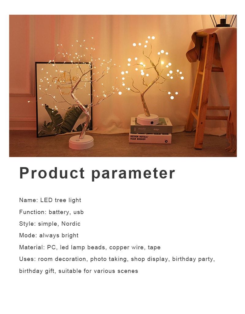 THE FAIRY LIGHT SPIRIT TREE SPARKLY TREES LED Night Light Mini Christmas Tree Copper Wire Garland Lamp Fairy Lights Lamp