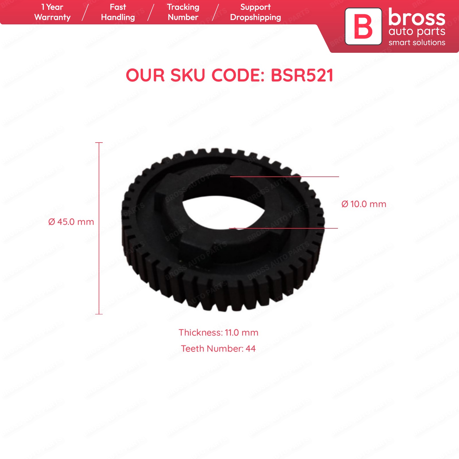 Bross Auto Parts BSR521 Sunroof Motor Repair Gear for Scania Truck, land Rover Freelander MK1 1998-2006 Fast Shipment Ship From