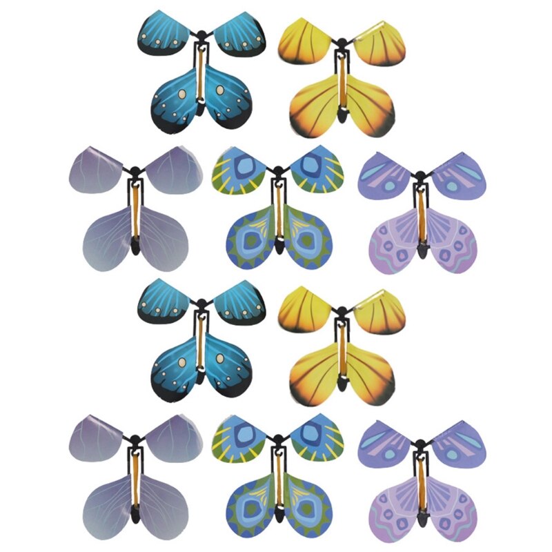 OOTDTY 10 Pcs Flying in the Book Fairy elastic Band alimentato Wind Up Butterfly Toy regali divertenti: Default Title
