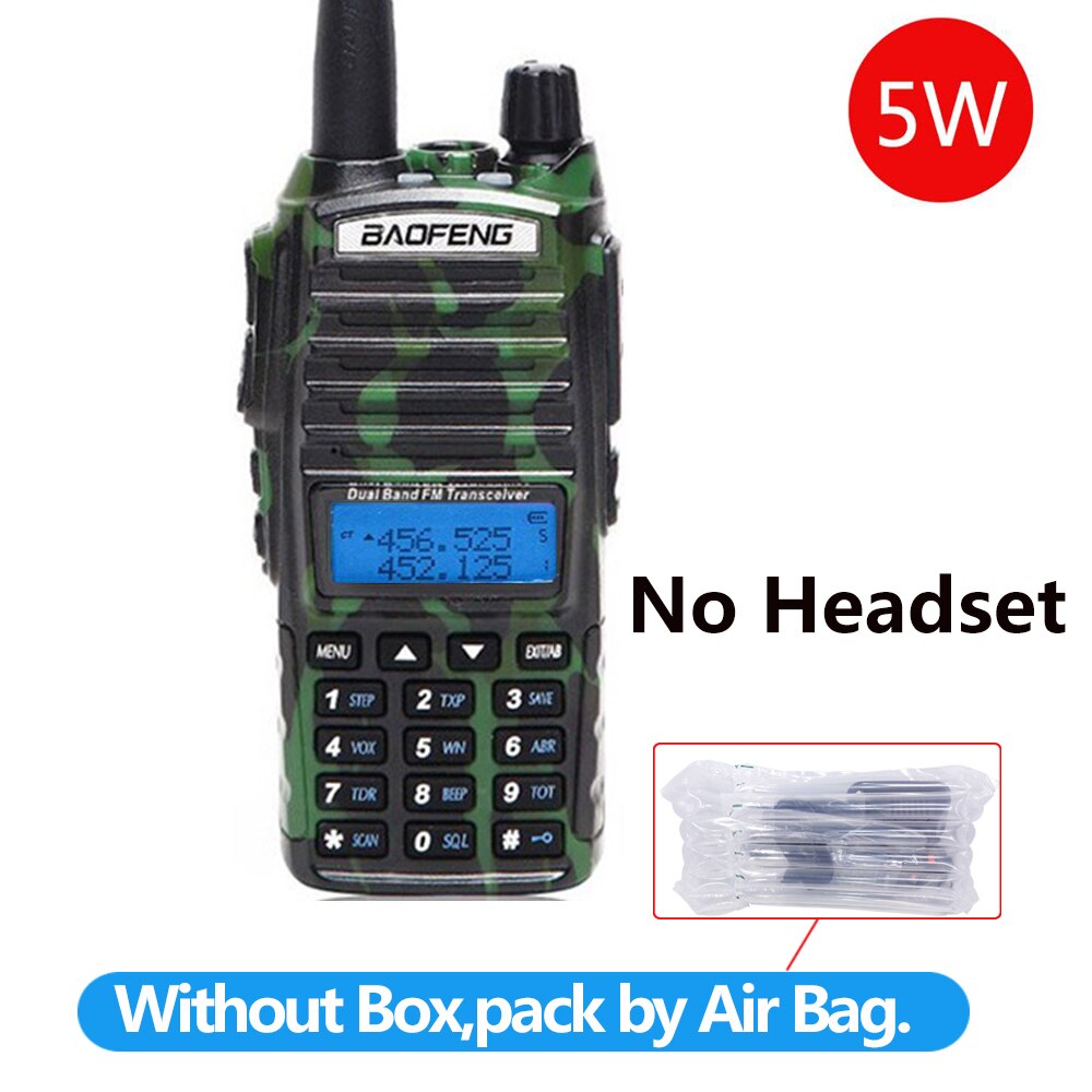 Baofeng UV-82 5W Draagbare Radio Walkie Talkie Uv 82 Dubbele 2 Ptt Dual Band Vhf/Uhf 136- 174/400-480 Mhz UV82 Twee Manier Cb Ham Radio: camo 5W