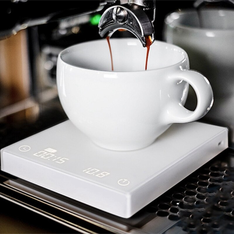Coffee Scale Portable Smart Digital Food Scale Electronic Drip Coffee Scale with Timer 2Kg White
