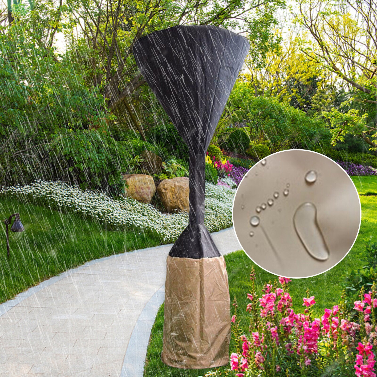 PVC Patio Heater Cover With Zipper Courtyard Waterproof Standup Heater Covers