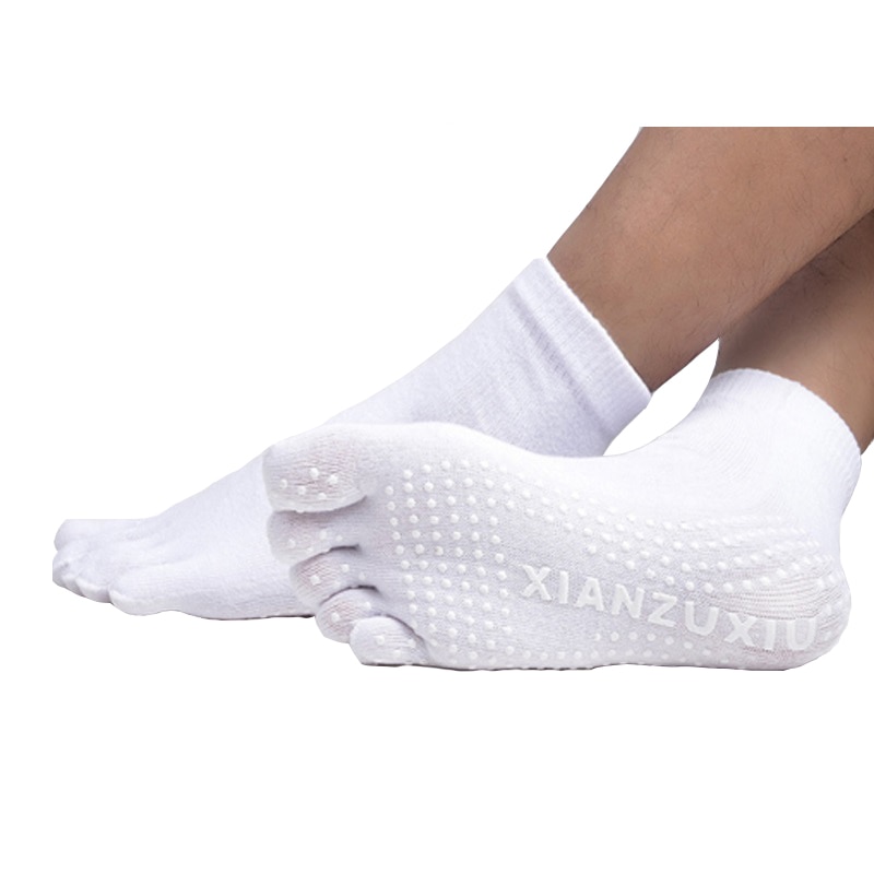 4 Pair/Lot Men's Cotton Yoga Socks Breathable Non-slip Health Care Five Finger Toe Massage Socks Deodorant Anti Skid Socks