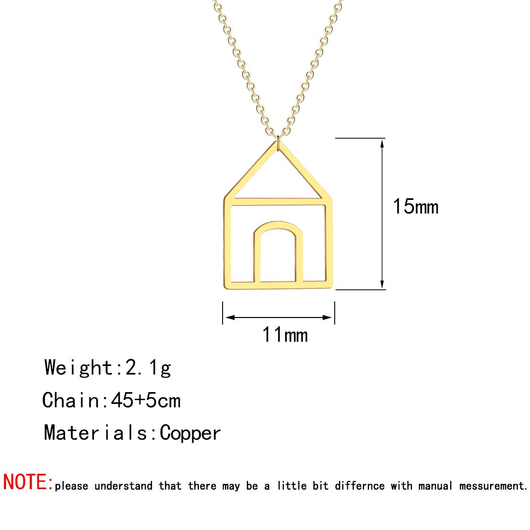 QIMING Minimalistischen Wenig Haus Anhänger Halskette Für Frauen Geometic Schmuck Romantische Hause Einfache Halskette