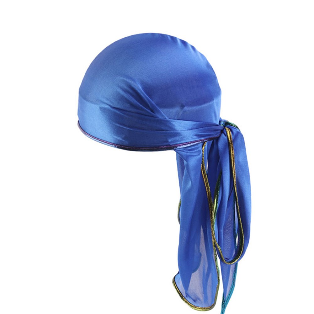 Usa unisex mænd kvinder bandana durag hovedbeklædning blød silke pirat cap wrap: Blå