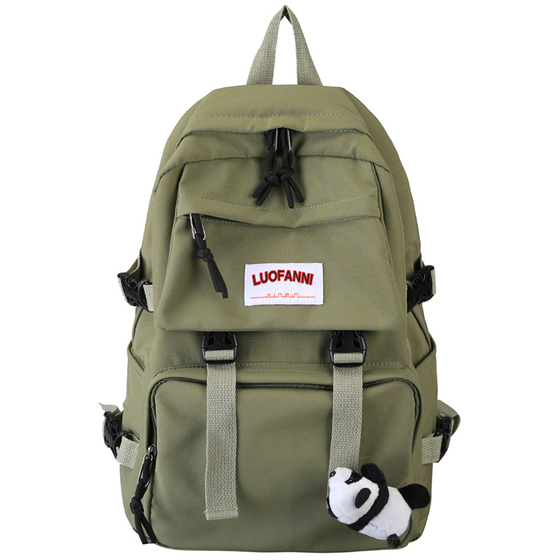 Student Reizen Vrouwen Rugzak Waterdicht Nylon Leuke Schooltas Meisje Kawaii Boek Rugzak Laptop Vrouwelijke Mode Tas Dames Luxe: green / No panda pendant