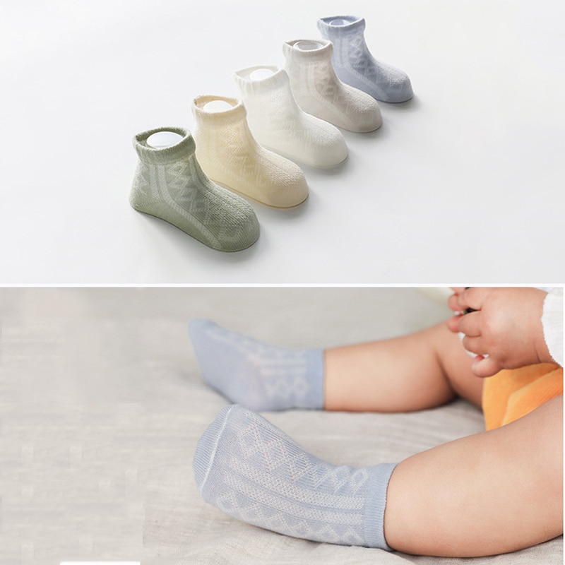 5 par babysokker sommer tynd toddler baby pige dreng sokker mesh åndbar blød nyfødte børn korte sokker sokken