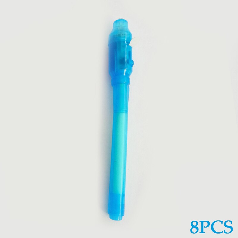 EZONE 8pcs Invisible Highlighter Secrect Message Pens 2 In 1 Magic UV Light Pen for Drawing Led Electronic Purple Light Kid: Blue