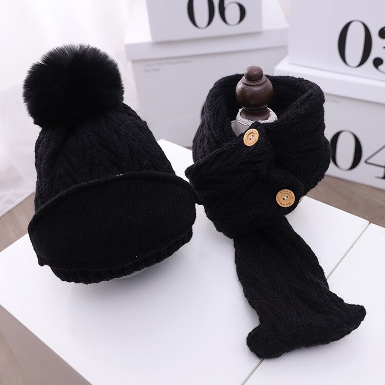 Neue Baby Mütze Schal einstellen Baumwolle Baby Kopf Abdeckung Winter warm Nacken Kragen freundlicher Mützen Schal setzt Plüsch freundlicher hüte Schal: A4